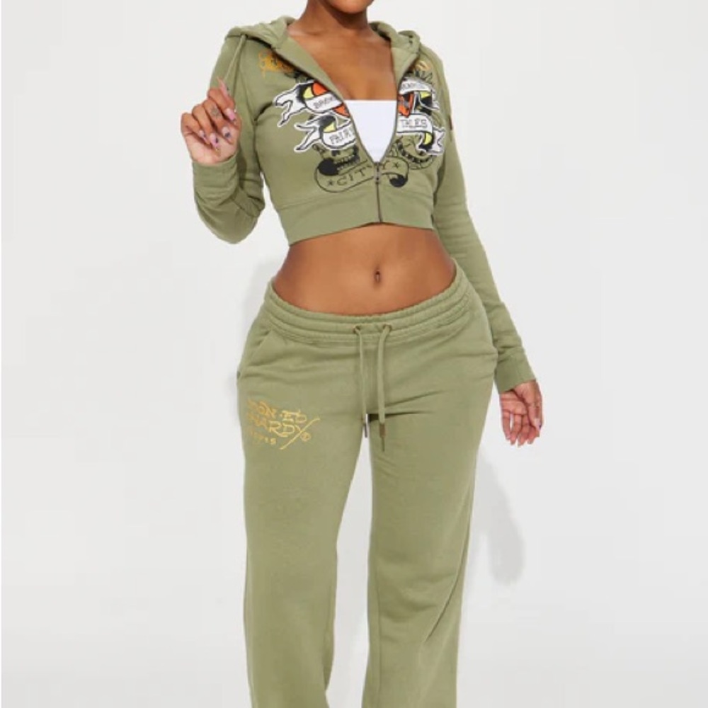 Ed Hardy NWT Green Sweatpants